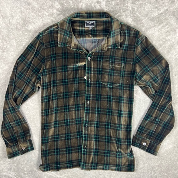Todd Snyder Button Down Mens Large Plaid Velour Velvet Fall Casual Cozy Shacket - Picture 1 of 9